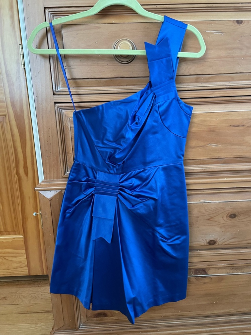 Women’s BCBGMaxAzria Runway Cobalt Blue One-Shoulder Mini Satin Cocktail Dress